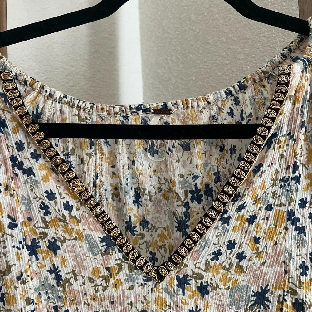 Free People Gardenia Ivory Combo Floral Tunic Top Mini Dress - S